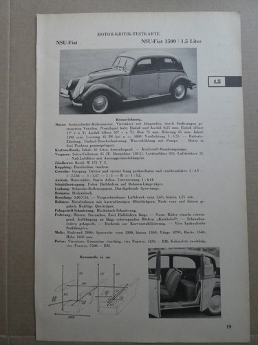 Nsu fiat 1500 testkarte - nsu,